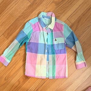 Gap Kids Pastel Plaid Button-Down Shirt - Multi size 4